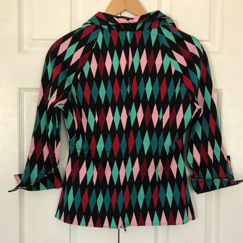 Pinup Girl Clothing Top Harlequin Lauren Top 3/4 Sleeve Blouse Size M • NEW • - Picture 5 of 8
